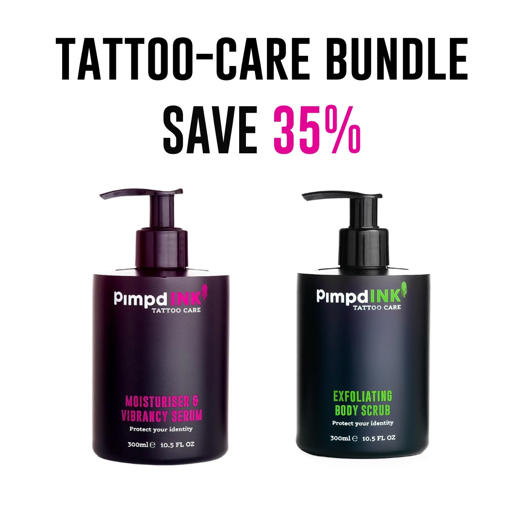 Tattoo-Care Duo: Moisturiser & Vibrancy Serum + Body Scrub – 2 × 300ml