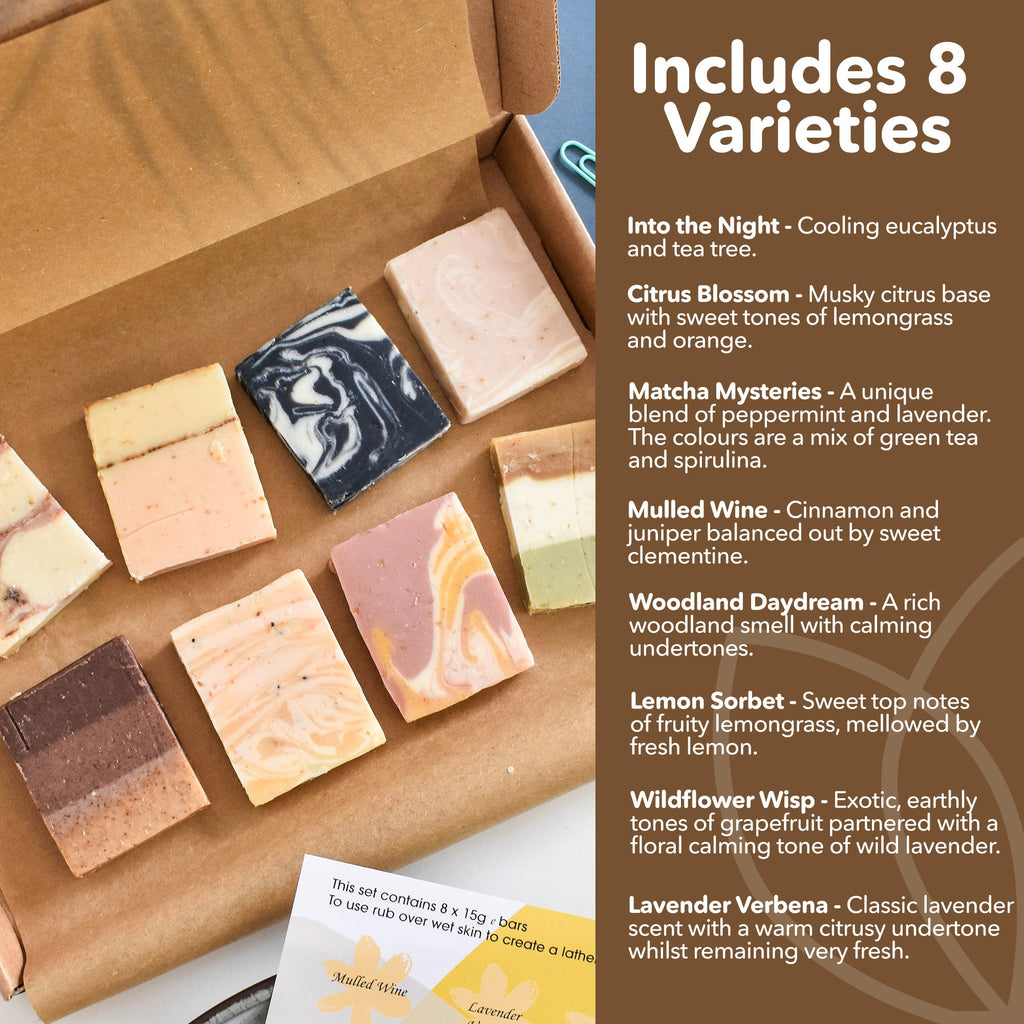 Soap Sampler Gift Set – 8 × 15g Handmade Mini Soaps
